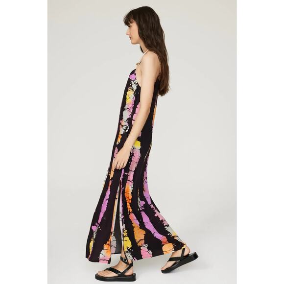 BUSAYO COLLECTIVE Black Pink Tie-Dye V-Neck Slip Style Dress Size Small - Picture 2 of 11